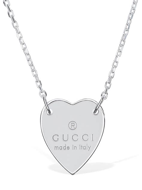 collane gucci argento|Collana con cuore Gucci trademark in argento 925 .